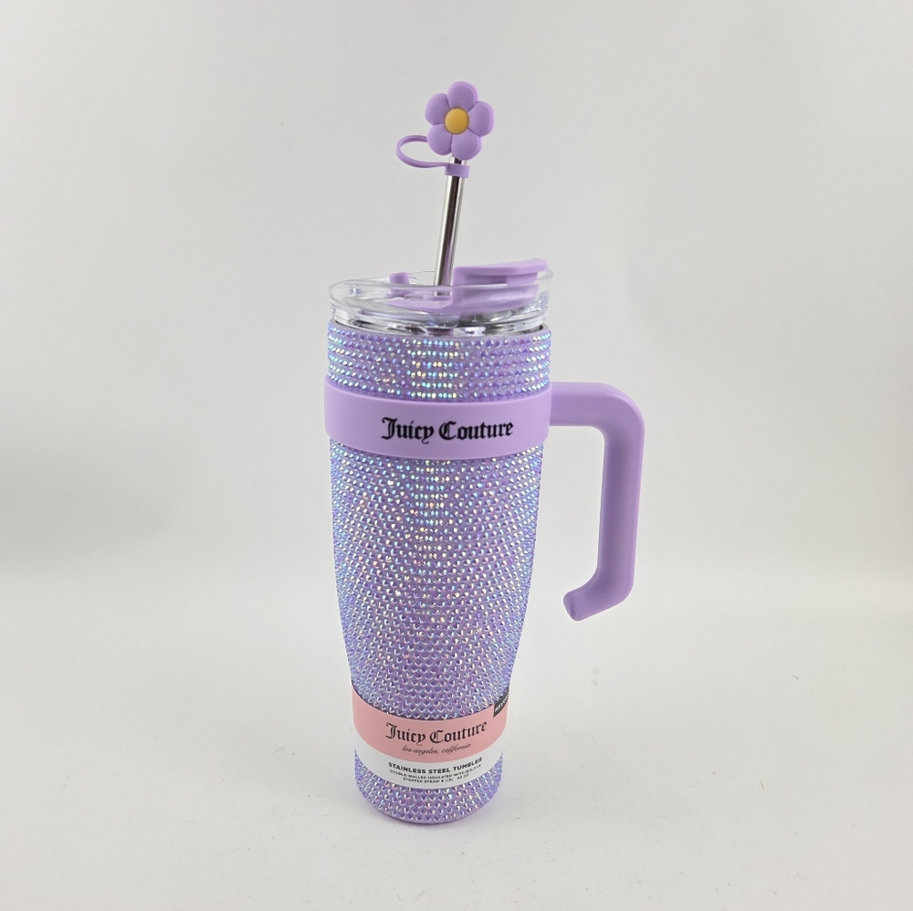 Juicy Couture Purple Rhinestone Stainless Steel 40oz Tumbler
